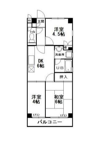 若竹ハイツ(3DK/1階)の間取り写真