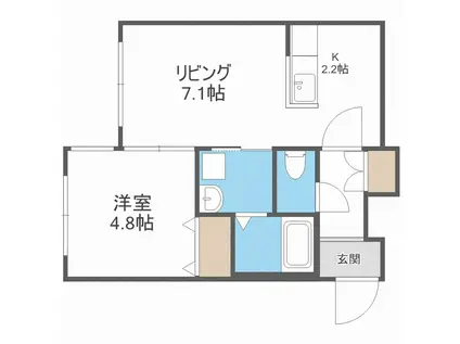 グランディーN22(1LDK/2階)の間取り写真