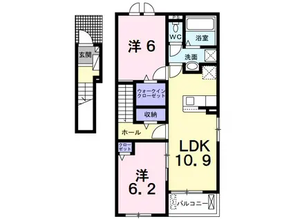 アイリスホーム柿平 I(2LDK/2階)の間取り写真