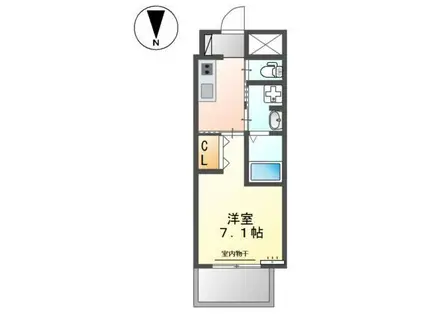 プリオール椿PARTII(1K/4階)の間取り写真