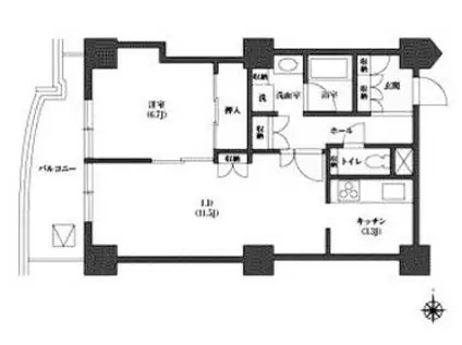 文京グリーンコート ビュータワー本駒込B(1LDK/20階)の間取り写真