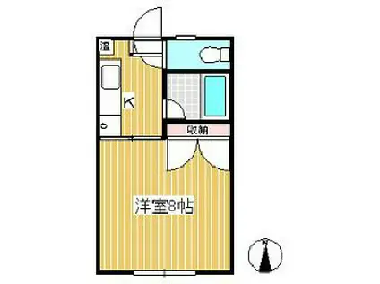 シャトレーゼ下之郷(1K/2階)の間取り写真