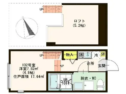 ヒルブリーズ松戸(ワンルーム/1階)の間取り写真
