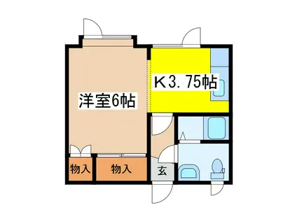 ヴィレッジ芦野(1K/1階)の間取り写真