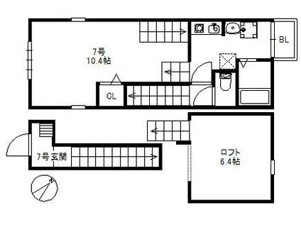 リックメゾン千早 464(1K/1階)の間取り写真