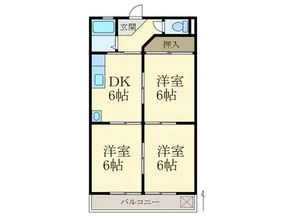 グランシエル秋月(3DK/1階)の間取り写真