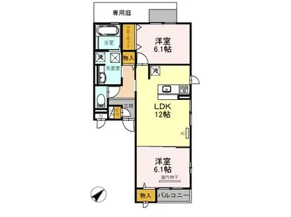 エミネンス久米田(2LDK/1階)の間取り写真