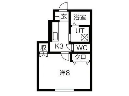 ブルック北上I(1K/1階)の間取り写真