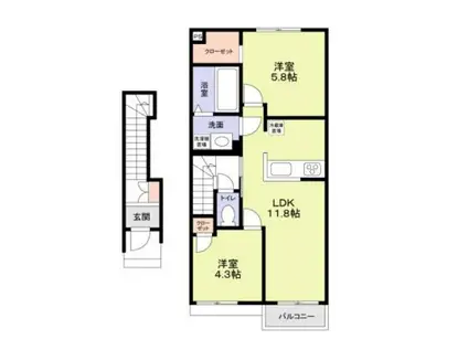 ALBA BEL(2LDK/2階)の間取り写真