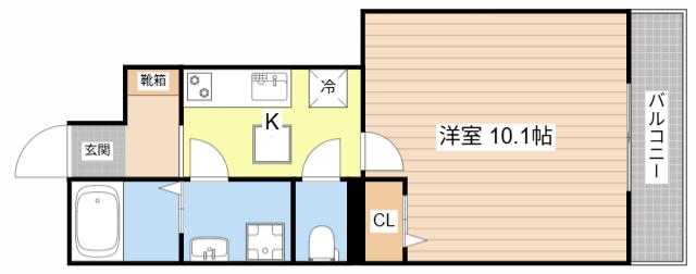 イリス B(1K/1階)の間取り写真