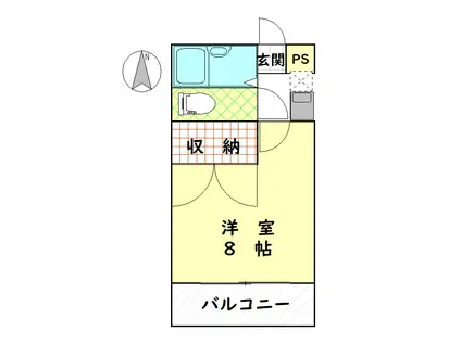 エクセルハイムA(1K/3階)の間取り写真