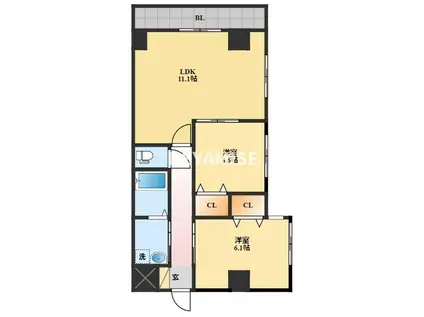 マルヨシコート長与(2LDK/4階)の間取り写真