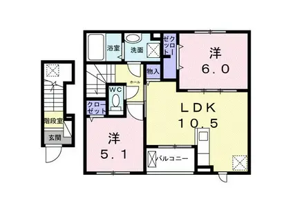 クレスト コート(2LDK/2階)の間取り写真