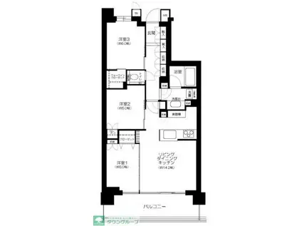 パークシティ高田馬場(3LDK/6階)の間取り写真