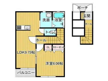 K-SECOND(1LDK/2階)の間取り写真