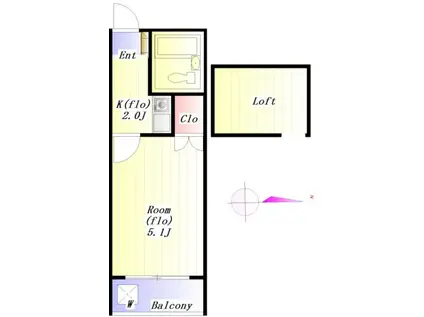 カーサ池尻(1K/2階)の間取り写真