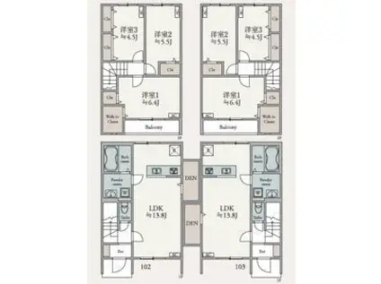 TNK成田(3LDK/1階)の間取り写真