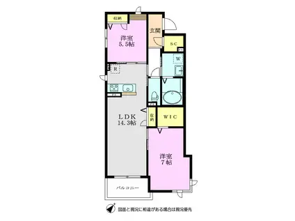 グランツオーブ(2LDK/1階)の間取り写真