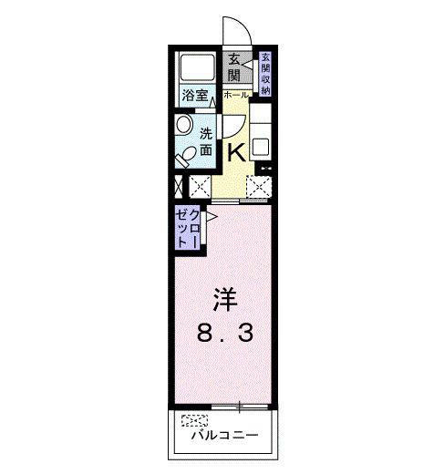 フライハイト(1K/3階)の間取り写真
