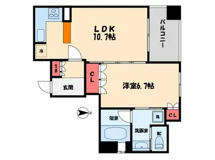 リーガル靭公園南(1LDK/11階)の間取り写真