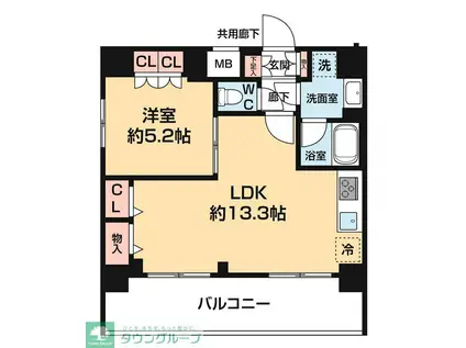 ARCOBALENO OSHIAGE BLOSSOM(1LDK/6階)の間取り写真