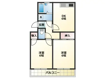 サンハイム新富(2DK/3階)の間取り写真