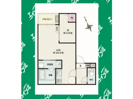 JACK SHINCHI II(1LDK/3階)の間取り写真