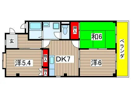 ブルームバンノ(3DK/2階)の間取り写真