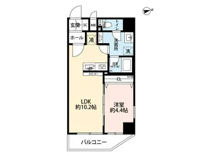 プレール・ドゥーク浅草IV(1LDK/8階)の間取り写真