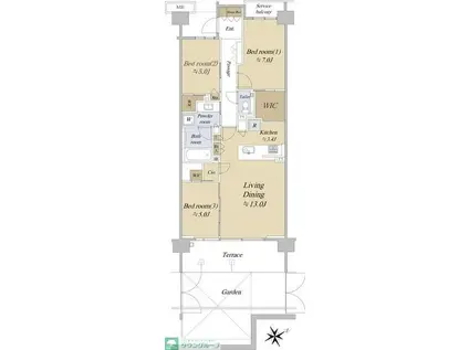 シティハウス吉祥寺北町(3LDK/B1階)の間取り写真