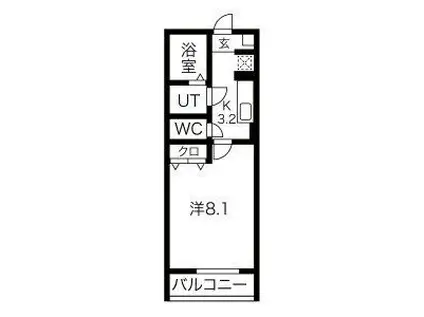 ソワサントセーズ下ノ橋(1K/3階)の間取り写真