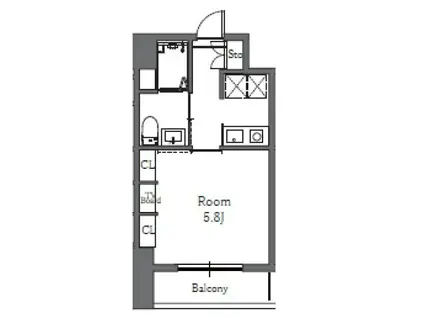 TOTSU RESIDENCE SHIBA(1K/8階)の間取り写真