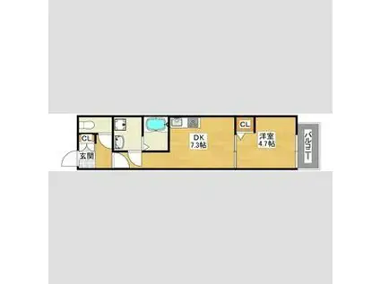 エナメゾン東羽衣(1DK/1階)の間取り写真