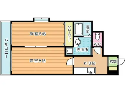 プリンセス香春口(2K/10階)の間取り写真