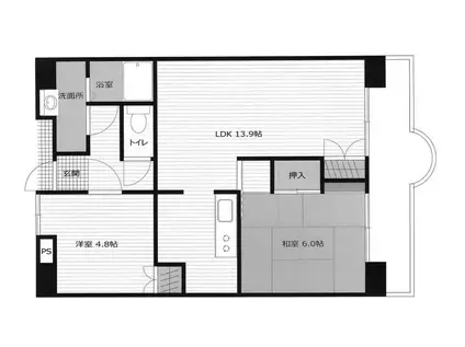 スリーエイト北町(2LDK/4階)の間取り写真