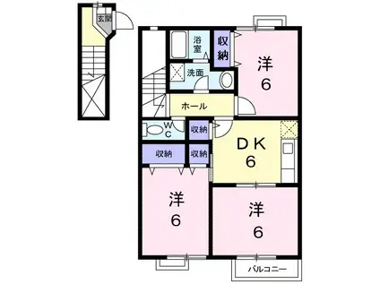 ソレアードA(3DK/2階)の間取り写真