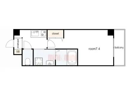 エイチツー西明石(1K/7階)の間取り写真