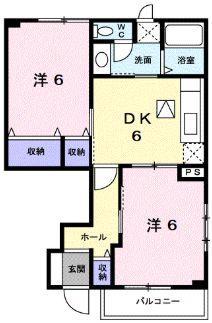 アヴェニュー高島(2DK/1階)の間取り写真