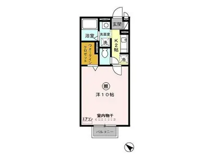 カーサ・ヴェルデ(1K/2階)の間取り写真