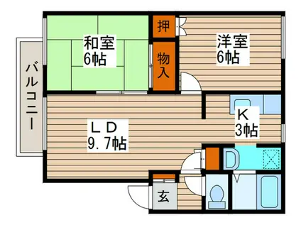 シームリーハイツ(2LDK/3階)の間取り写真