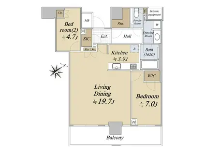ザタワー横浜北仲(2LDK/21階)の間取り写真