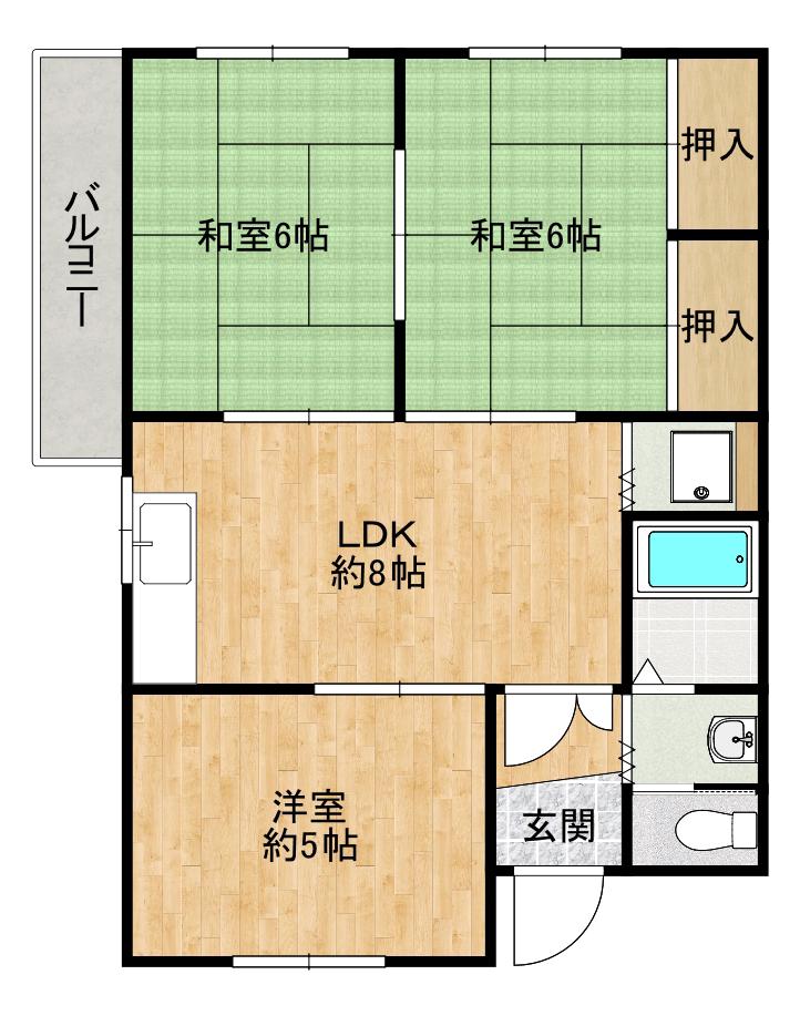 マンショングランディー(3LDK/2階)の間取り写真