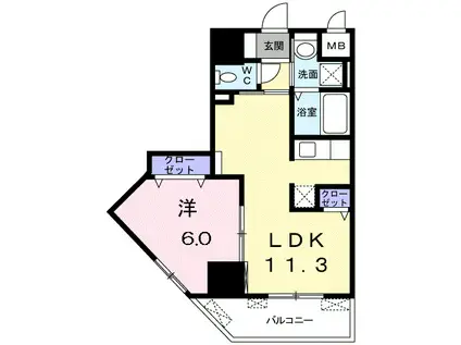 サン ガーデン(1LDK/11階)の間取り写真
