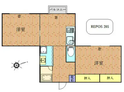 ラビアンヌレポー(2LDK/1階)の間取り写真