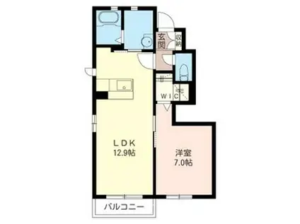 ブルースカイコート B(1LDK/1階)の間取り写真