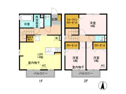 プリマヴィスタ/プリマガーデン(3LDK/1階)の間取り写真