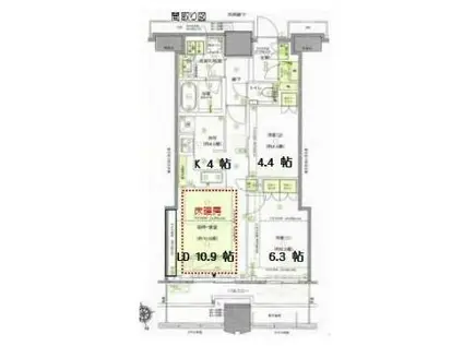 富久クロスコンフォートタワー(2LDK/32階)の間取り写真