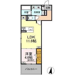 セレスティア苗代(1LDK/3階)の間取り写真