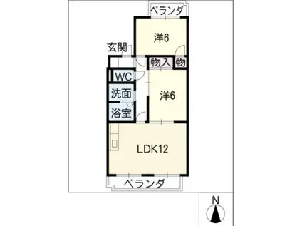 ヒルズ高峯(2LDK/1階)の間取り写真