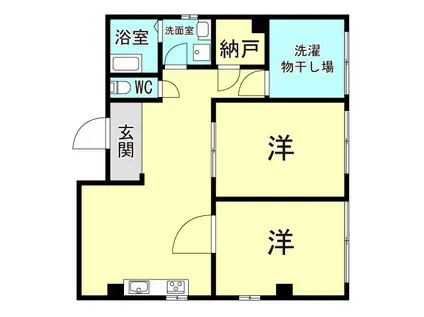 マルイマンション(2DK/6階)の間取り写真